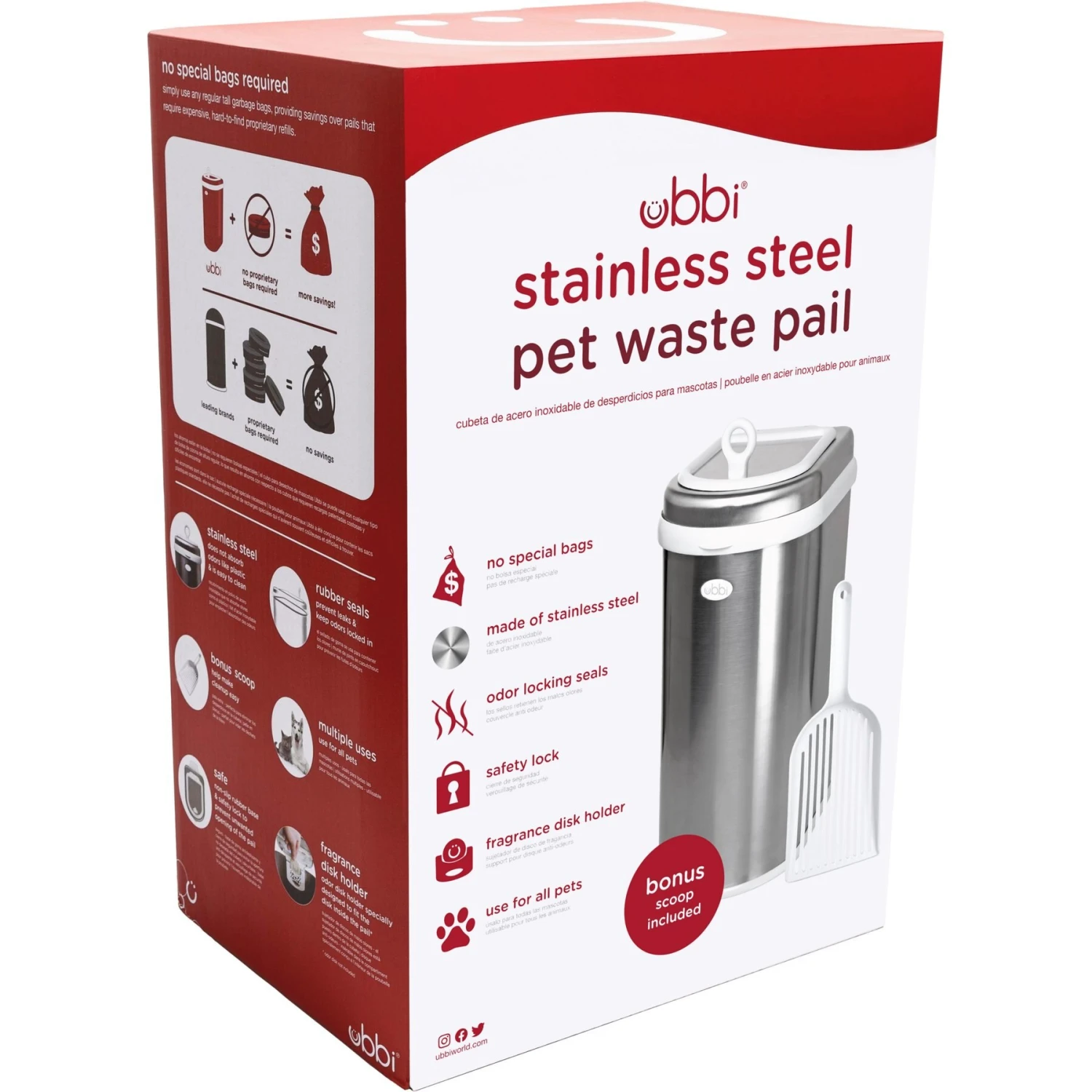 Ubbi® Ubbi Stainless Steel Dog & Cat Waste Pail 4 Ubbi® Ubbi Stainless Steel Dog & Cat Waste Pail - Image 4