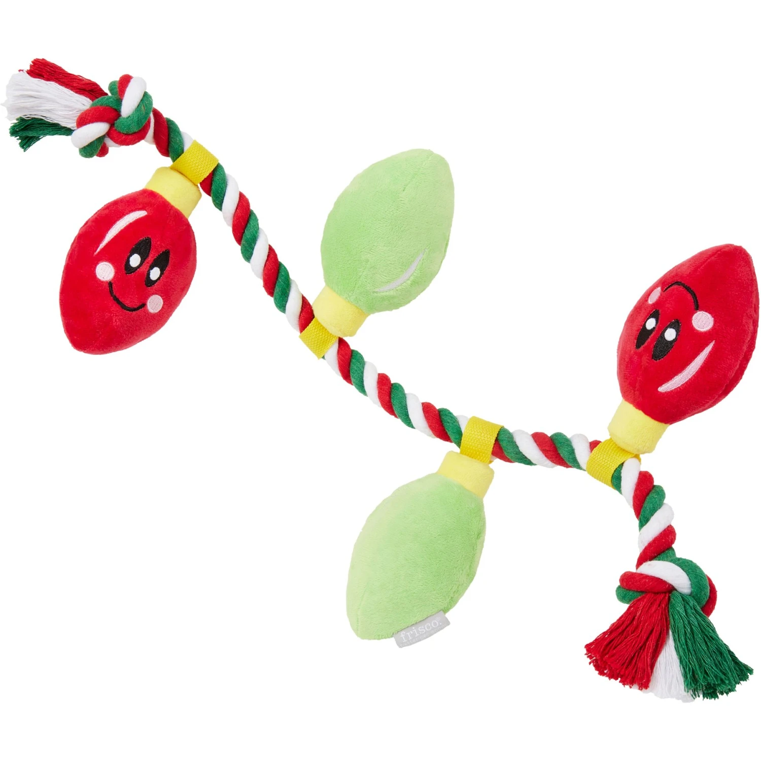 Frisco Holiday Lights Plush With Rope Squeaky Dog Toy 1 Frisco Holiday Lights Plush With Rope Squeaky Dog Toy