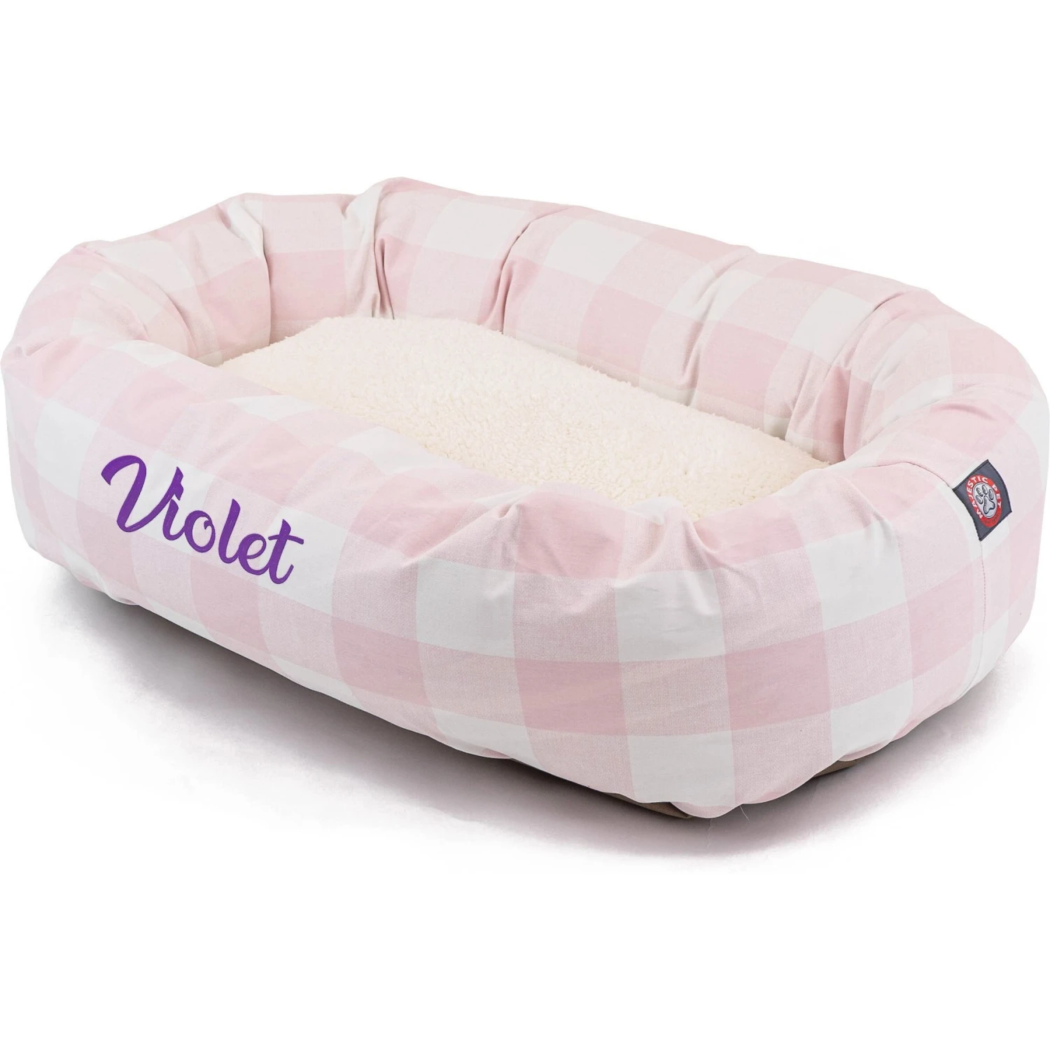 Majestic Pet Anderson Check Sherpa Personalized Bagel Cat & Dog Bed 2 Majestic Pet Anderson Check Sherpa Personalized Bagel Cat & Dog Bed - Image 2