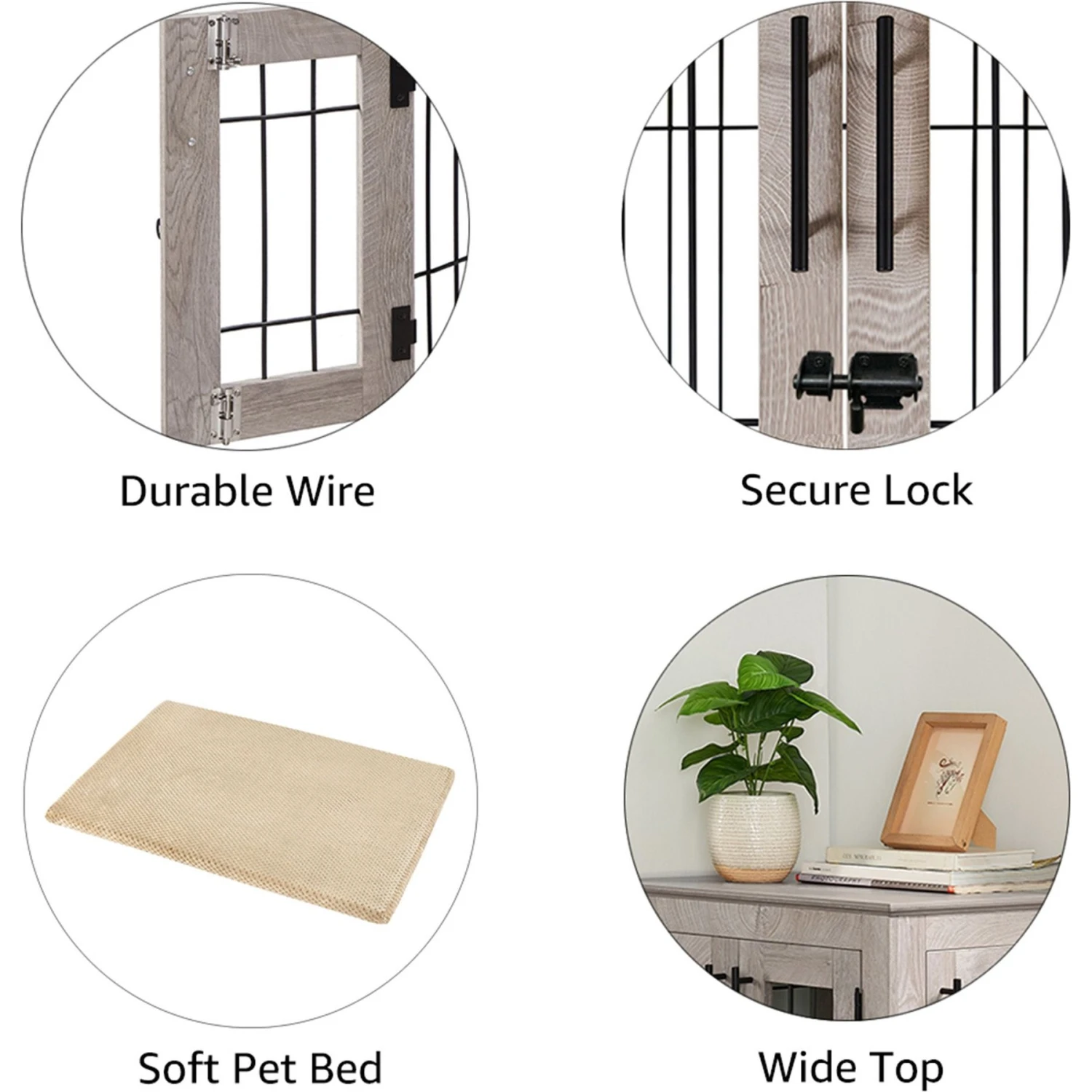Unipaws Wooden Wire Dog Crate Furniture End Table 6 Unipaws Wooden Wire Dog Crate Furniture End Table - Image 6
