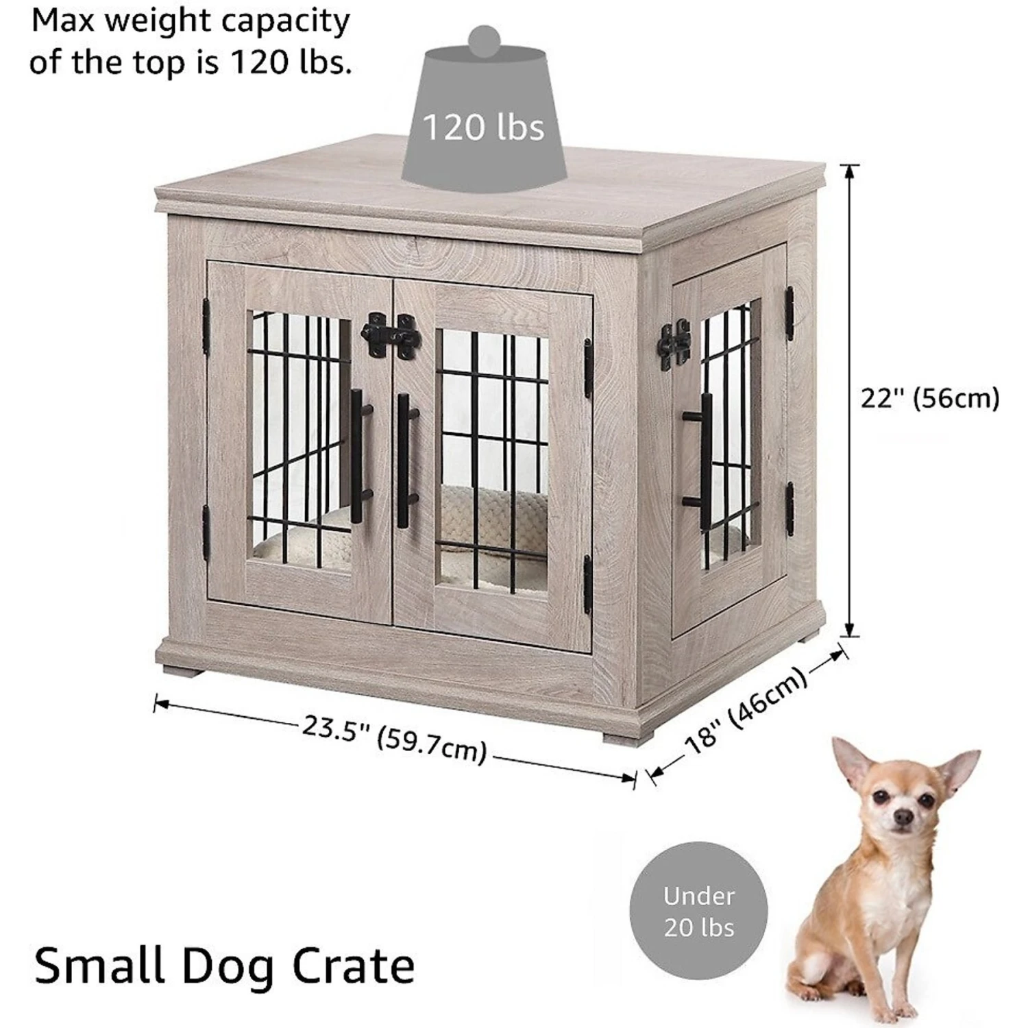 Unipaws Wooden Wire Dog Crate Furniture End Table 8 Unipaws Wooden Wire Dog Crate Furniture End Table - Image 8