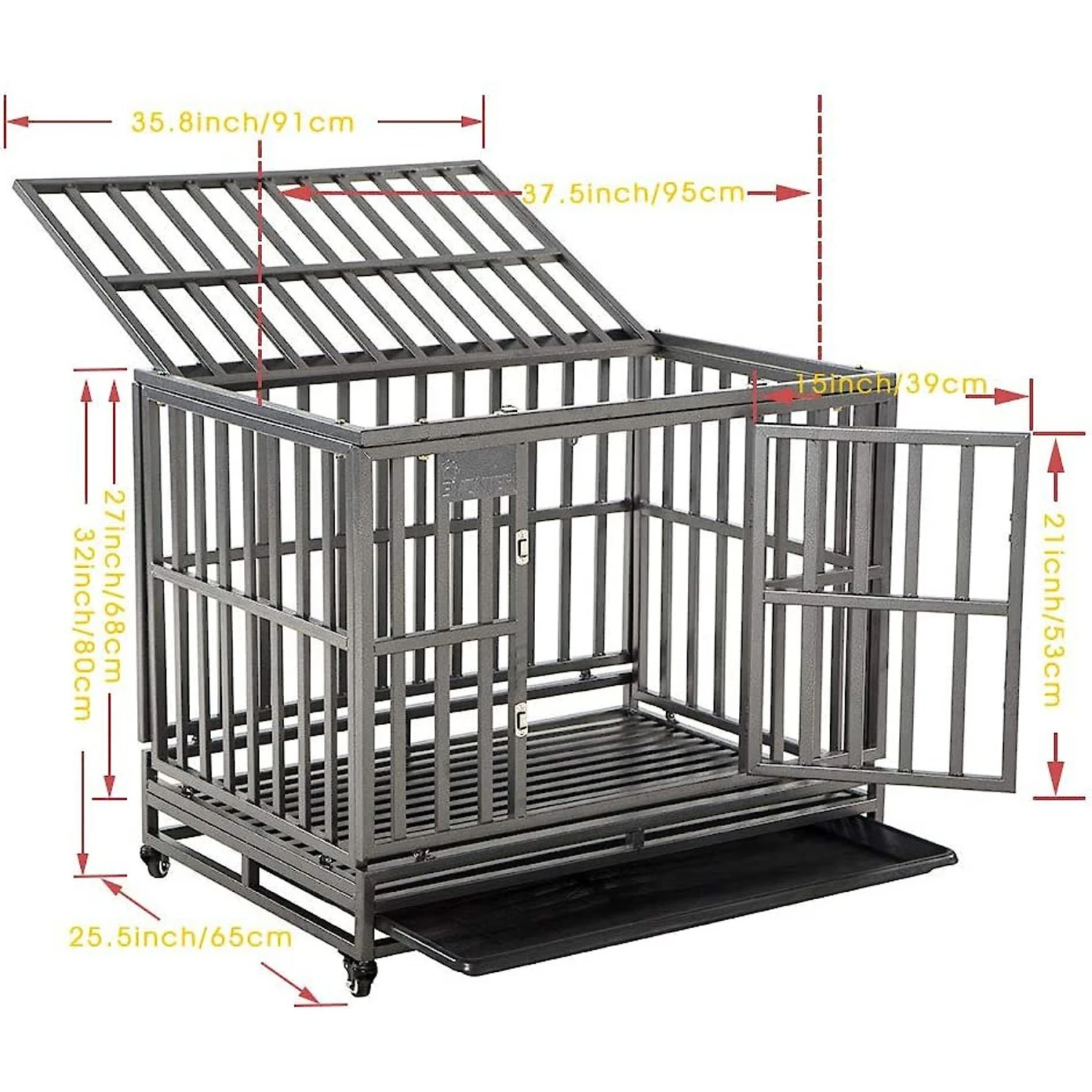 SMONTER Heavy Duty Strong Metal I Shape Dog Crate 2 SMONTER Heavy Duty Strong Metal I Shape Dog Crate - Image 2