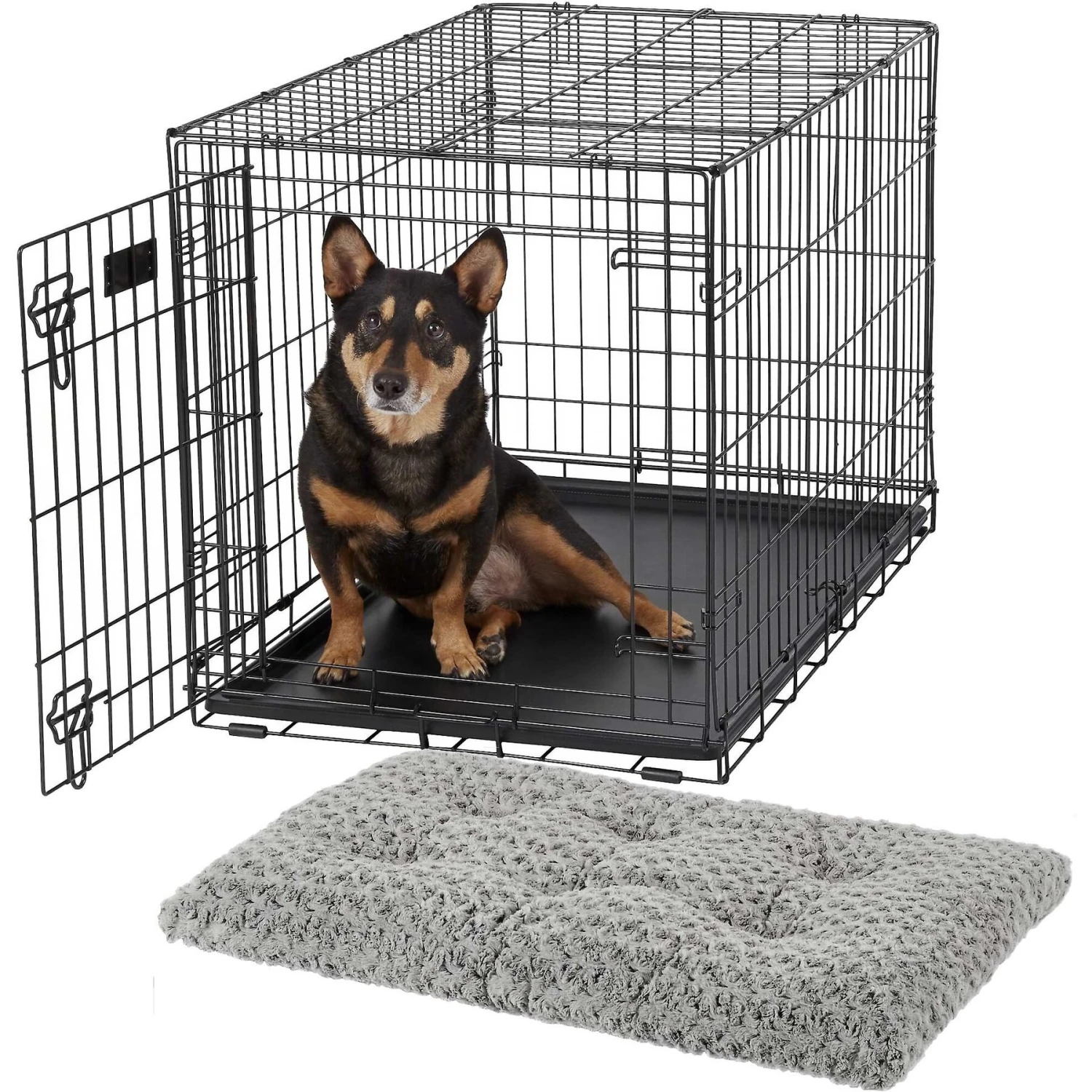 MidWest ICrate Fold & Carry Single Door Collapsible Wire Dog Crate & MidWest Quiet Time Ombre Swirl Dog Crate Mat 1 MidWest ICrate Fold & Carry Single Door Collapsible Wire Dog Crate & MidWest Quiet Time Ombre Swirl Dog Crate Mat