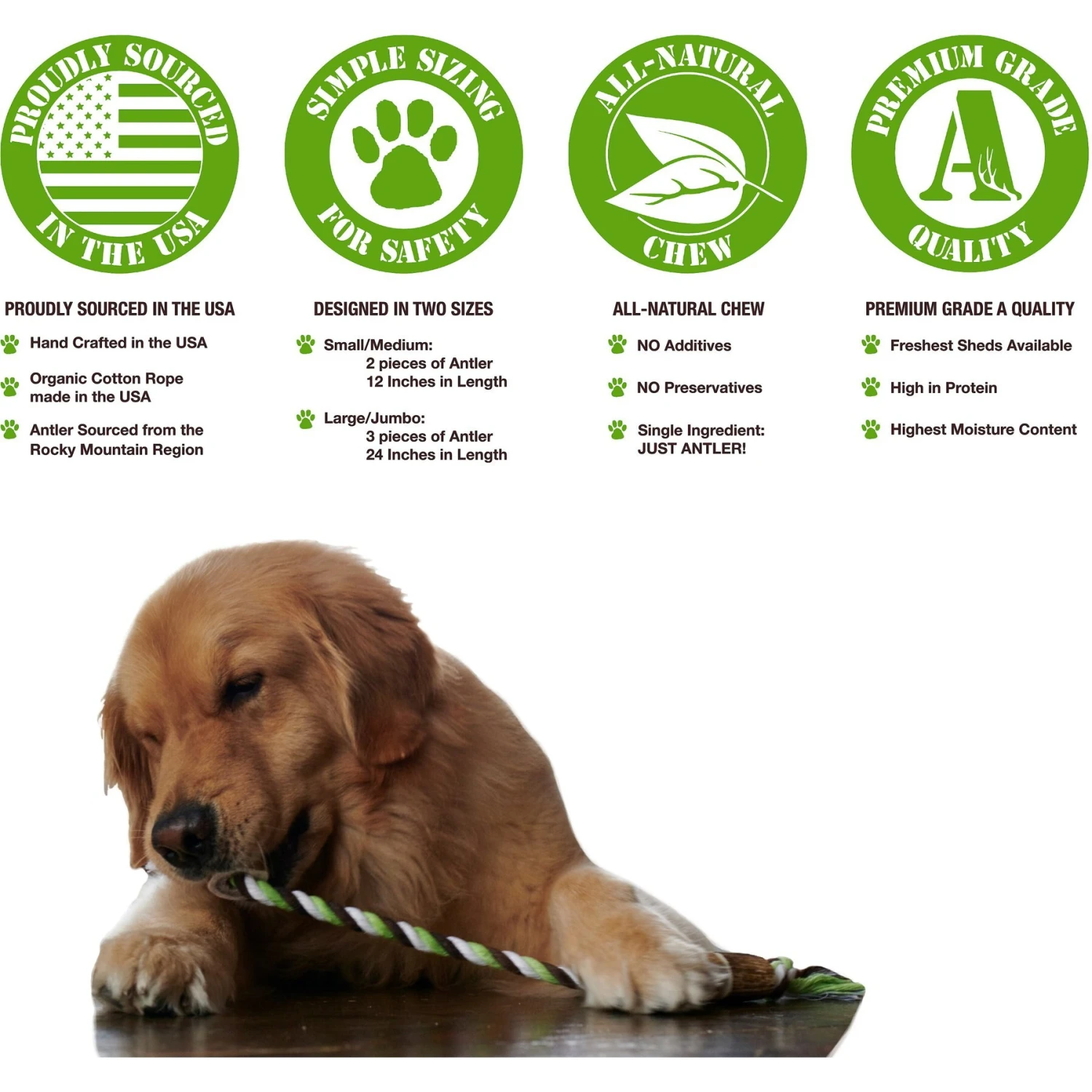 Buck Bone Organics Antler Rope Dog Toy 4 Buck Bone Organics Antler Rope Dog Toy - Image 4