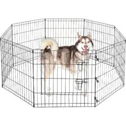 Pet Adobe 8-Panel Folding Metal Dog & Cat Playpen & Door -Pup Haven Sales Store 315027 PT3. AC SS1800 V1626385271