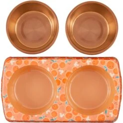 Disney Mickey Mouse Orange Bamboo Melamine Stainless Steel Double Dog & Cat Bowl -Pup Haven Sales Store 315350 PT4. AC SS1800 V1646327657