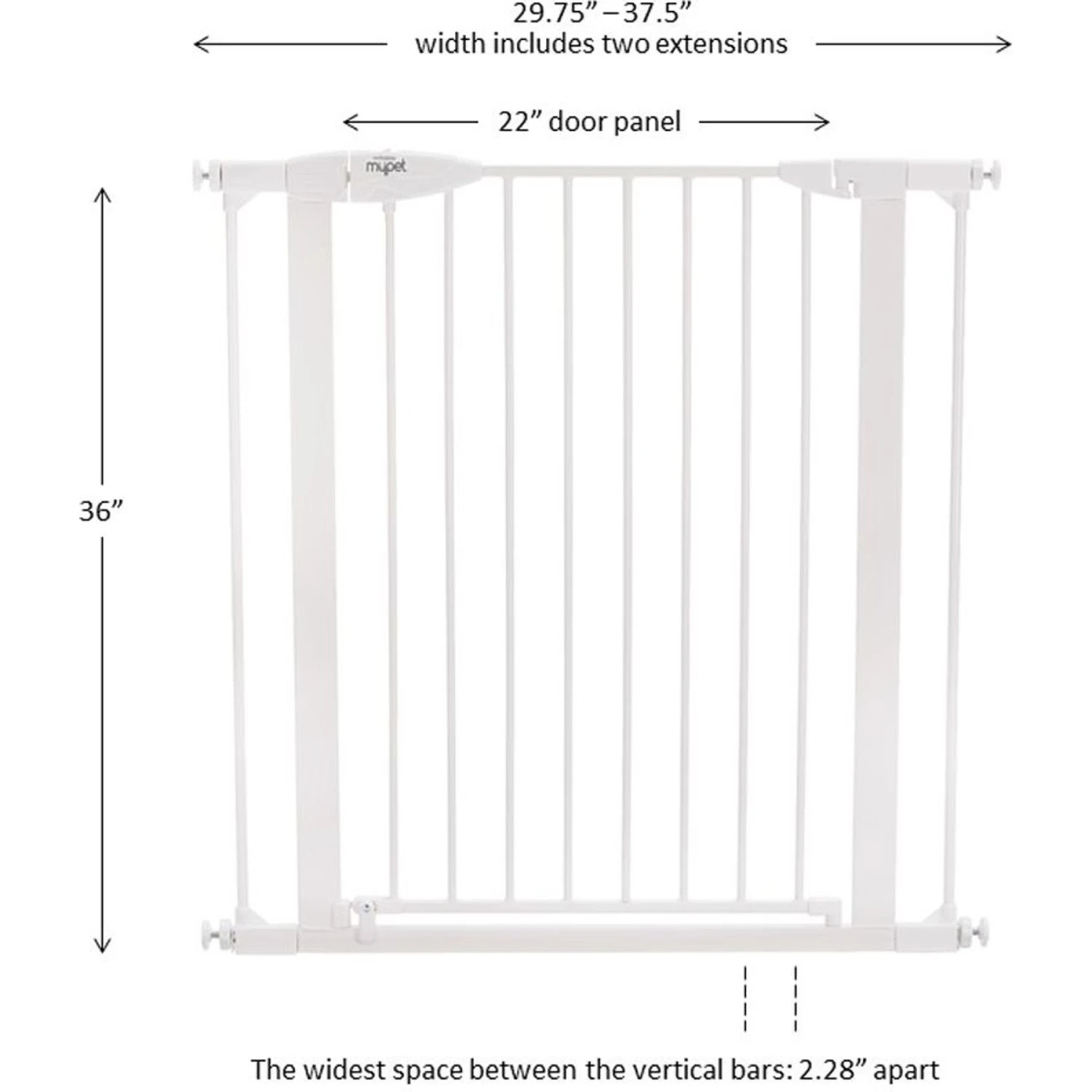 MyPet Tall Happy Tails Walk Thru Dog Gate, 36-in, White 8 MyPet Tall Happy Tails Walk Thru Dog Gate, 36-in, White - Image 8