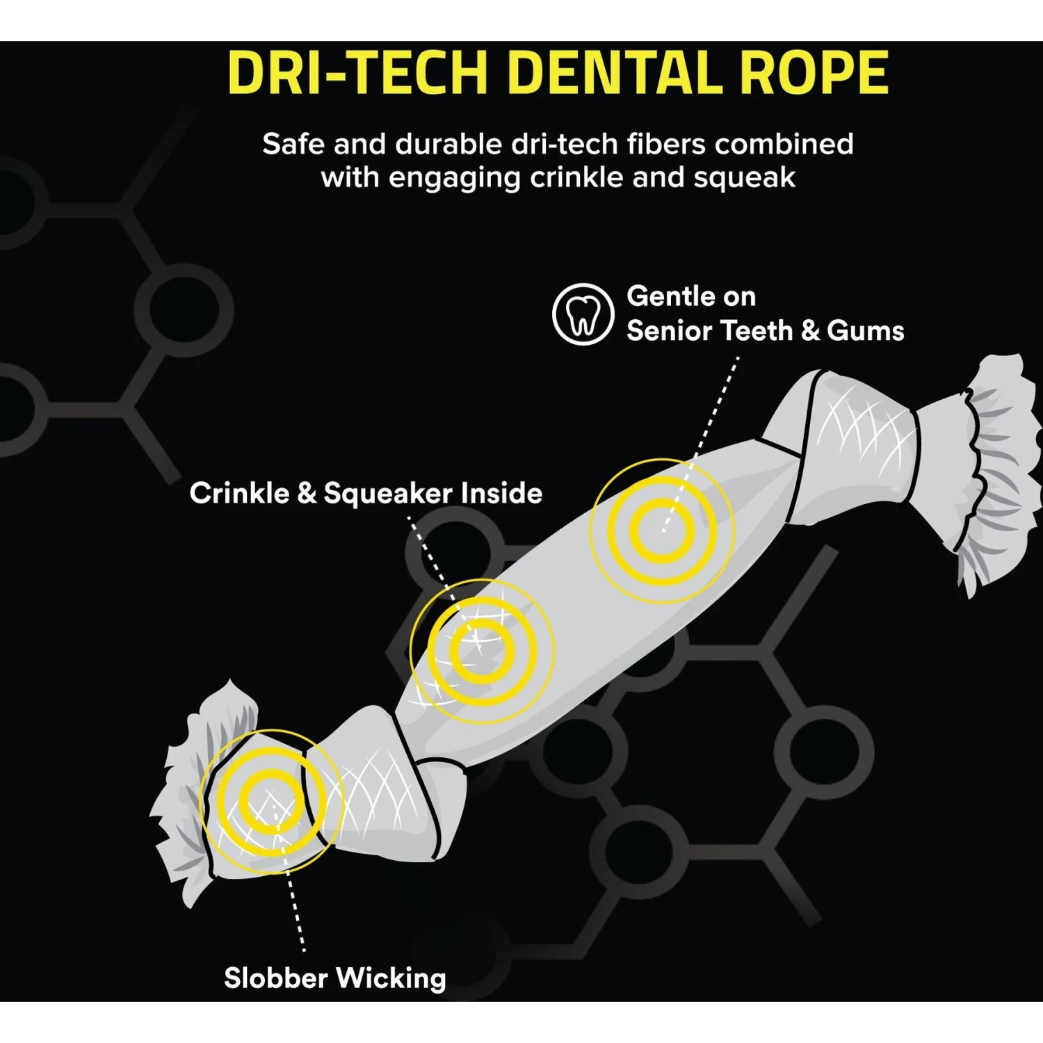 Playology All Natural Peanut Butter Scented Dri-Tech Dental Rope Dog Toy 2 Playology All Natural Peanut Butter Scented Dri-Tech Dental Rope Dog Toy - Image 2