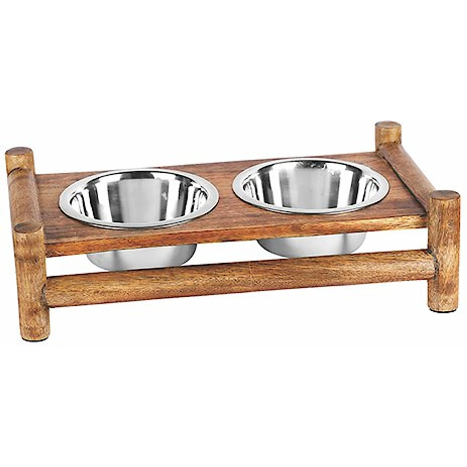 Advance Pet Product Log Cabin Wooden Double Diner & Stainless Steel Dog Bowls 1 Advance Pet Product Log Cabin Wooden Double Diner & Stainless Steel Dog Bowls