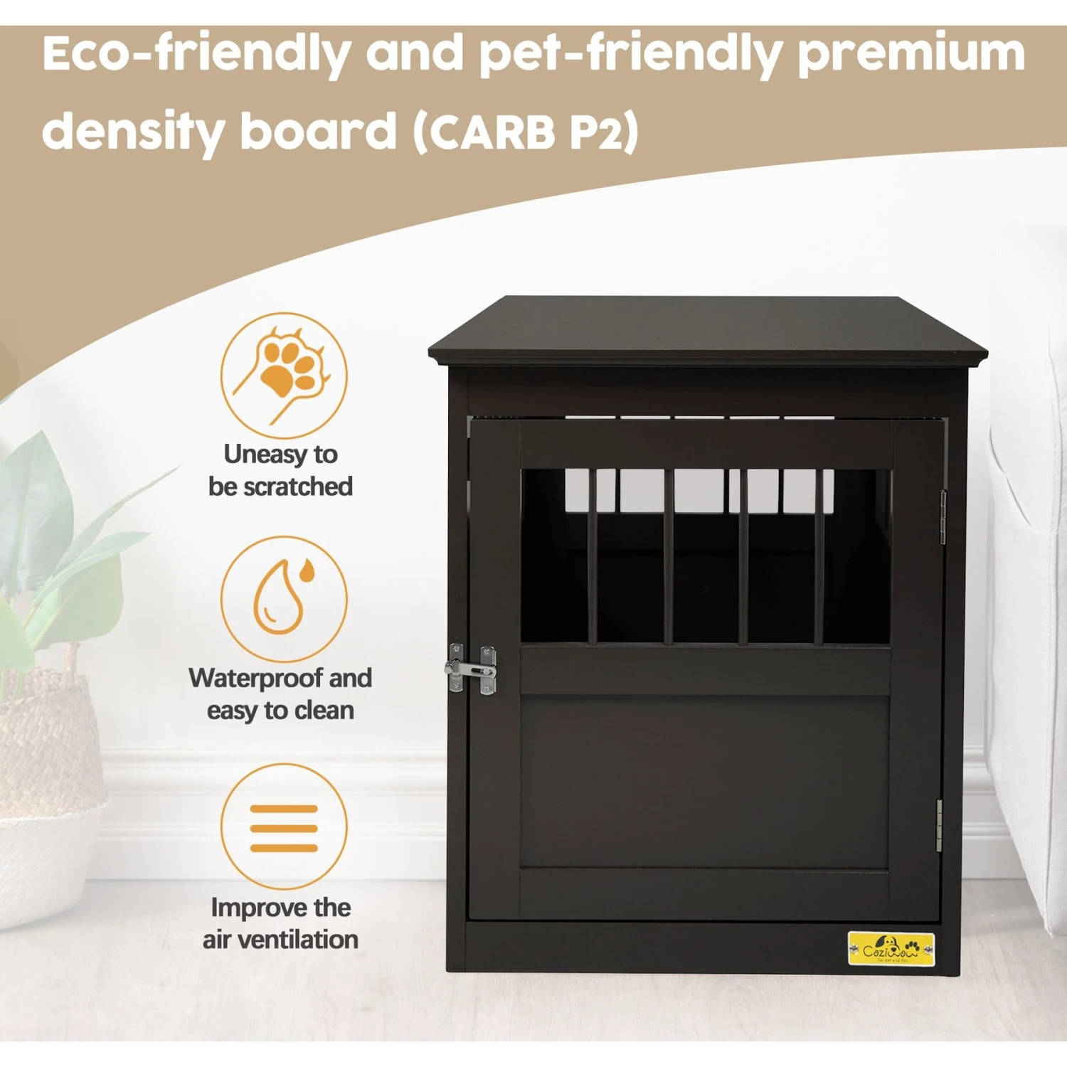 Coziwow By Jaxpety Single Door Furniture Style Wooden Dog Crate & End Table, Brown 9 Coziwow By Jaxpety Single Door Furniture Style Wooden Dog Crate & End Table, Brown - Image 9