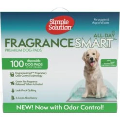 Simple Solution FragranceSmart Odor Control All Day, Green Tea Fragrance Odor Neutralizer With Wetness Indicator Dog Pads, 100 Count
