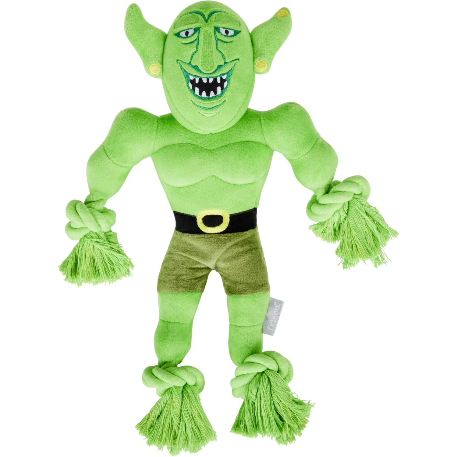 Frisco Halloween Goblin Plush With Rope Squeaky Dog Toy 1 Frisco Halloween Goblin Plush With Rope Squeaky Dog Toy