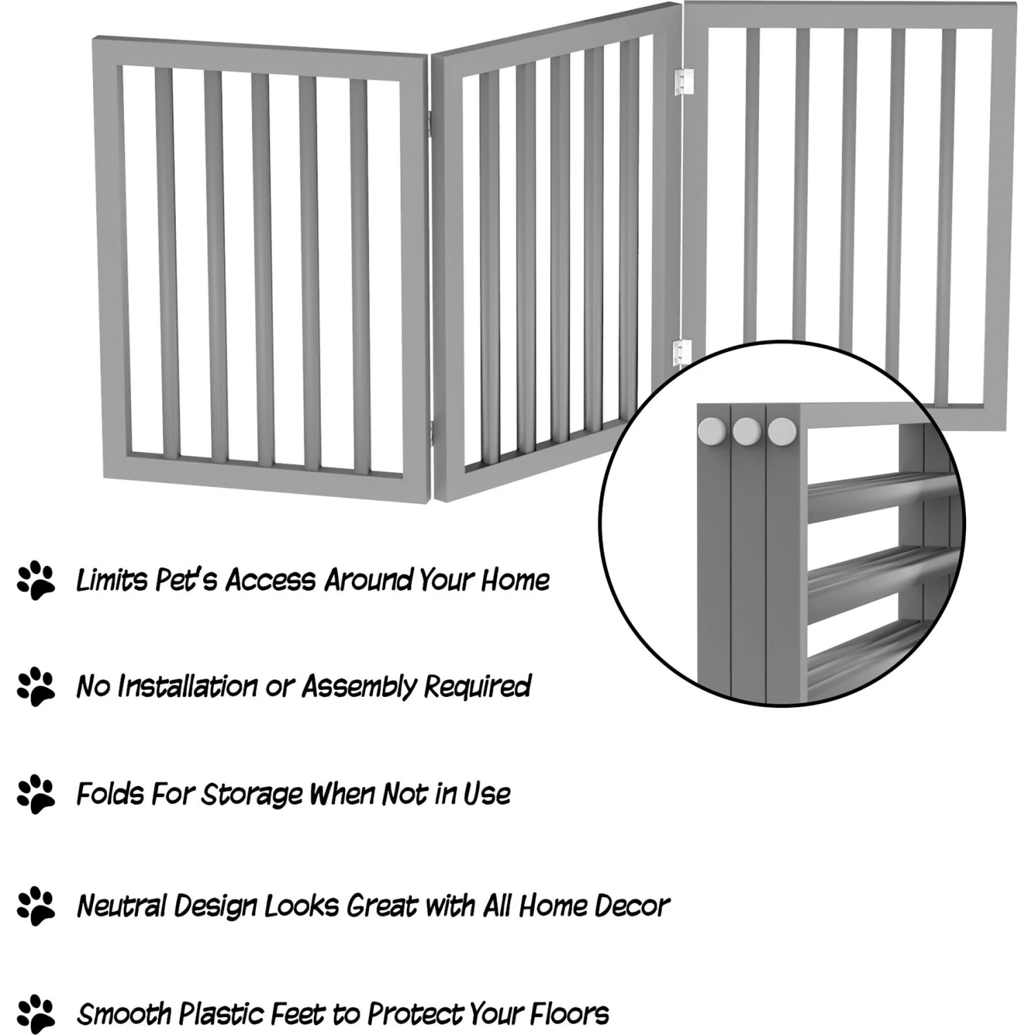 Pet Adobe Freestanding 3-Panel Wood Dog Gate 3 Pet Adobe Freestanding 3-Panel Wood Dog Gate - Image 3