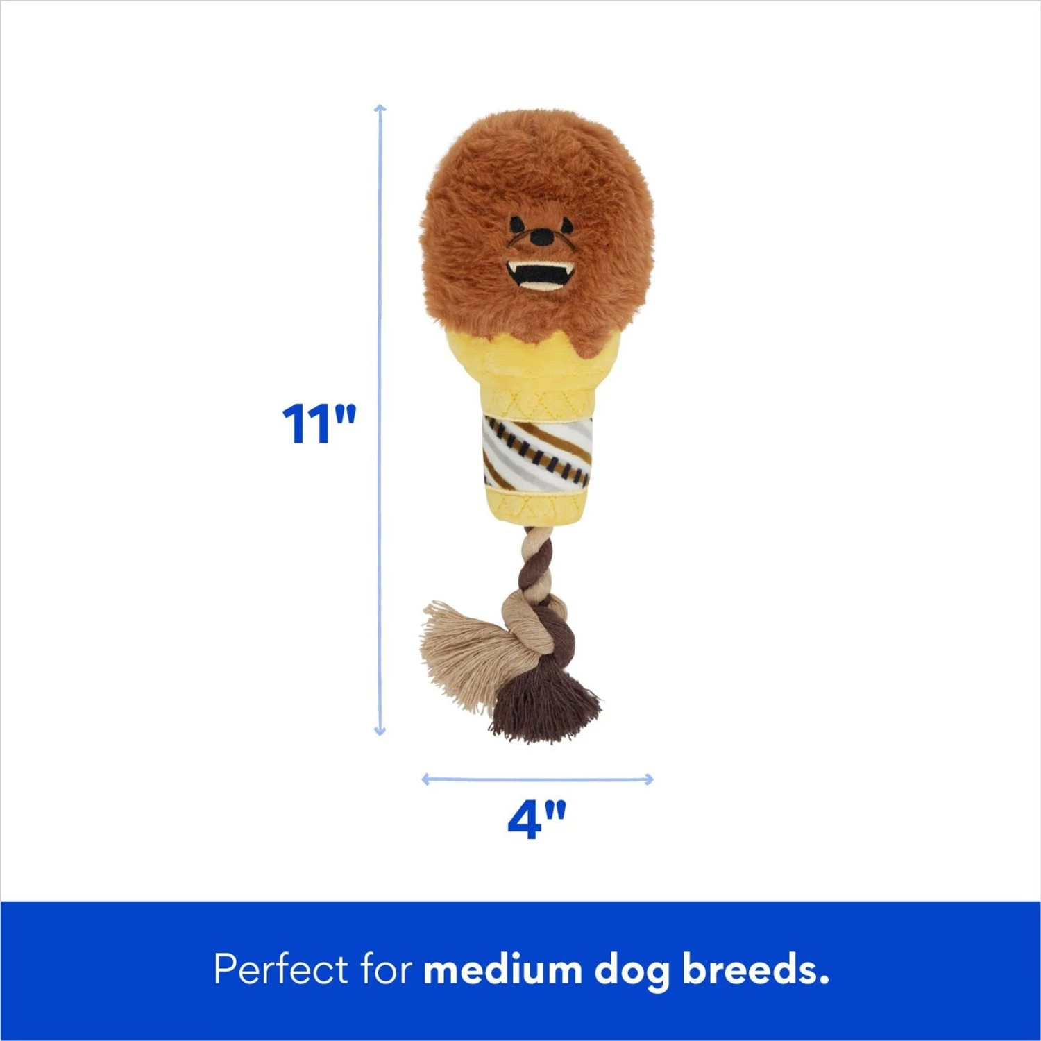 STAR WARS Candy Shop CHEWBACCA Ice Cream Plush With Rope Squeaky Dog Toy 2 STAR WARS Candy Shop CHEWBACCA Ice Cream Plush With Rope Squeaky Dog Toy - Image 2