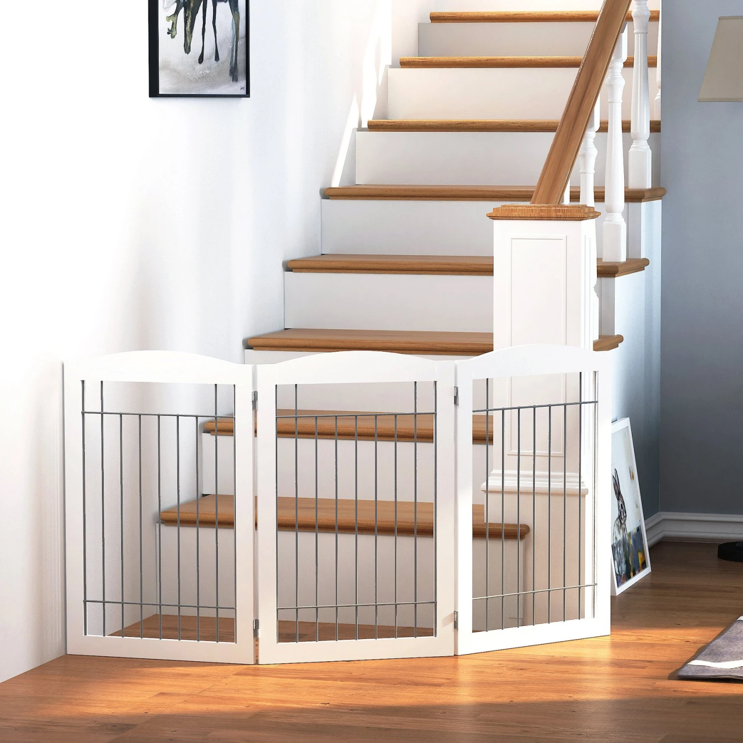 Spirich Freestanding Foldable Wire Dog Gate 3 Spirich Freestanding Foldable Wire Dog Gate - Image 3