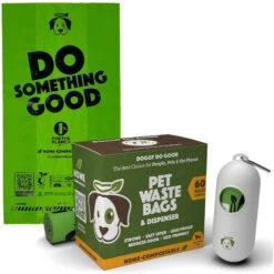 Doggy Do Good Certified Home Compostable Premium Dog & Cat Waste Bags + Dispenser, 60 Count