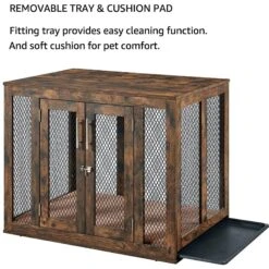 Unipaws Furniture Style Dog Crate With Tray, Rustic Brown -Pup Haven Sales Store 361899 PT1. AC SS1800 V1649960195