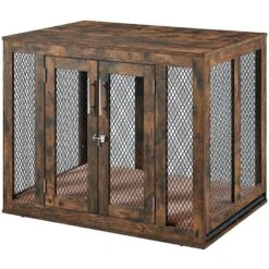 Unipaws Furniture Style Dog Crate With Tray, Rustic Brown -Pup Haven Sales Store 361899 PT3. AC SS1800 V1649962598