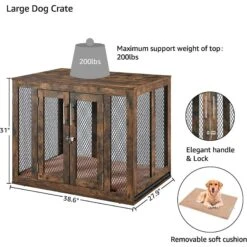 Unipaws Furniture Style Dog Crate With Tray, Rustic Brown -Pup Haven Sales Store 361899 PT4. AC SS1800 V1649962586