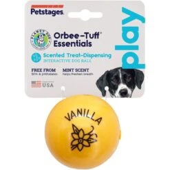 Planet Dog Orbee-Tuff Essentials Vanilla Scented Interactive Dog Ball Treat Dispenser Toy, Yellow -Pup Haven Sales Store 367765 PT6. AC SS1800 V1644523906