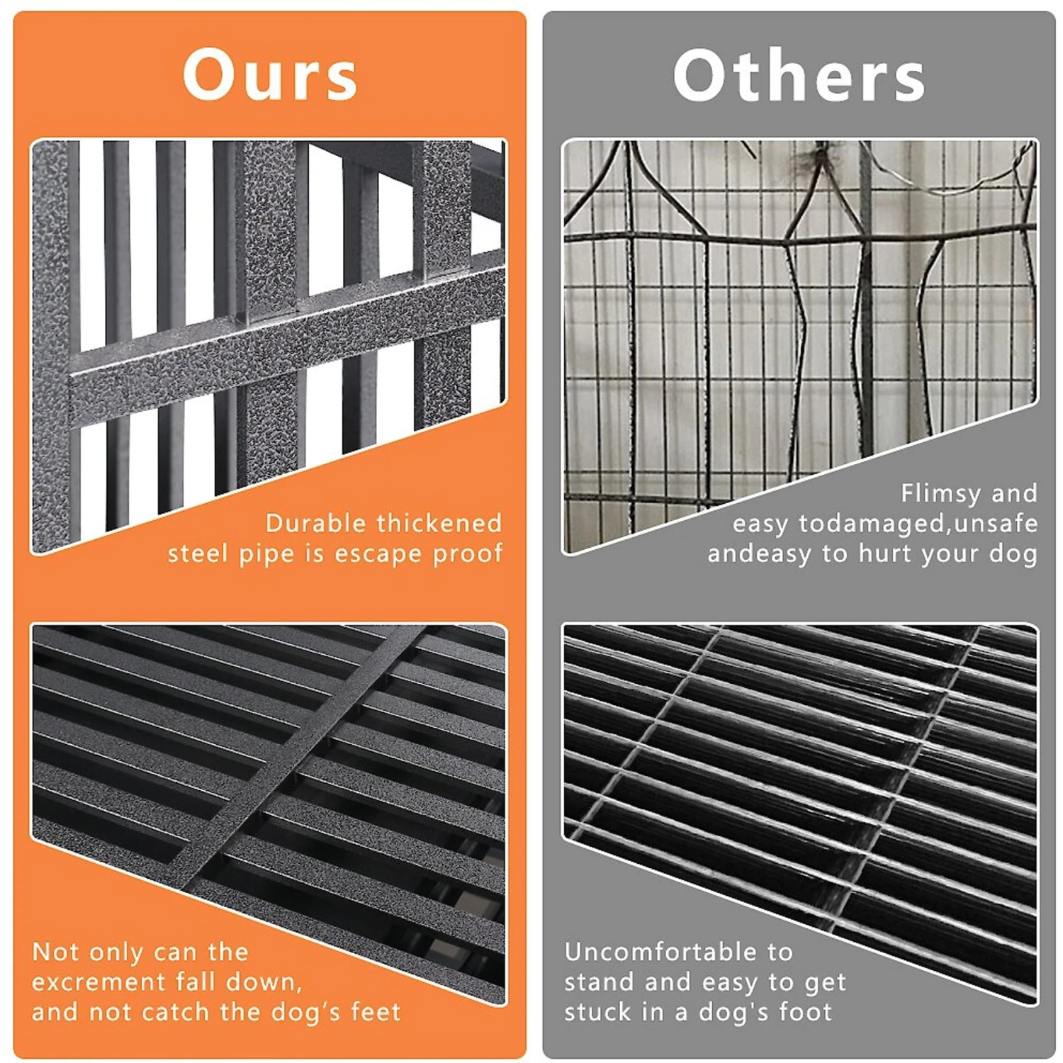 SMONTER Heavy Duty Metal Anxiety Indoor & Outdoor Large Breed Dog Crate, Dark Silver 4 SMONTER Heavy Duty Metal Anxiety Indoor & Outdoor Large Breed Dog Crate, Dark Silver - Image 4