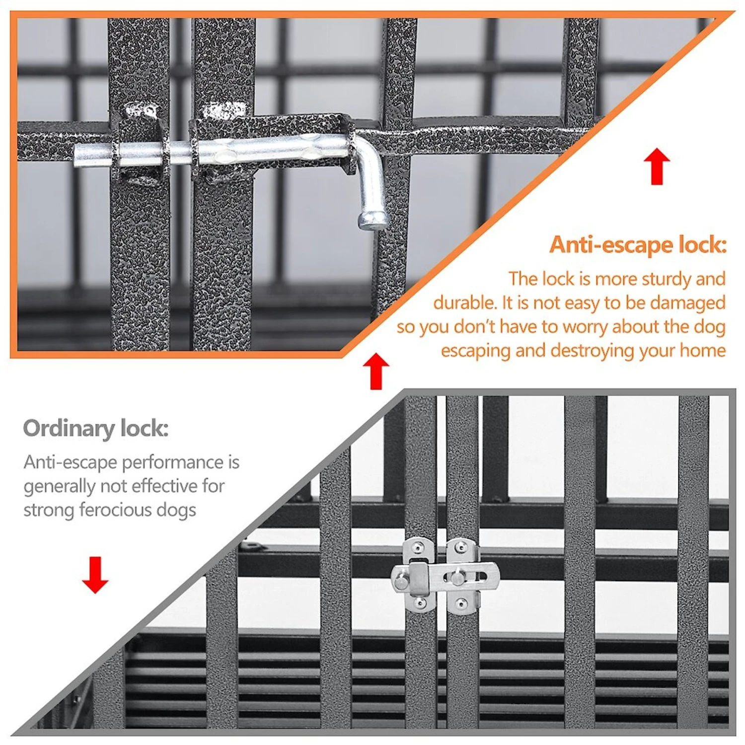 SMONTER Heavy Duty Metal Anxiety Indoor & Outdoor Large Breed Dog Crate, Dark Silver 5 SMONTER Heavy Duty Metal Anxiety Indoor & Outdoor Large Breed Dog Crate, Dark Silver - Image 5