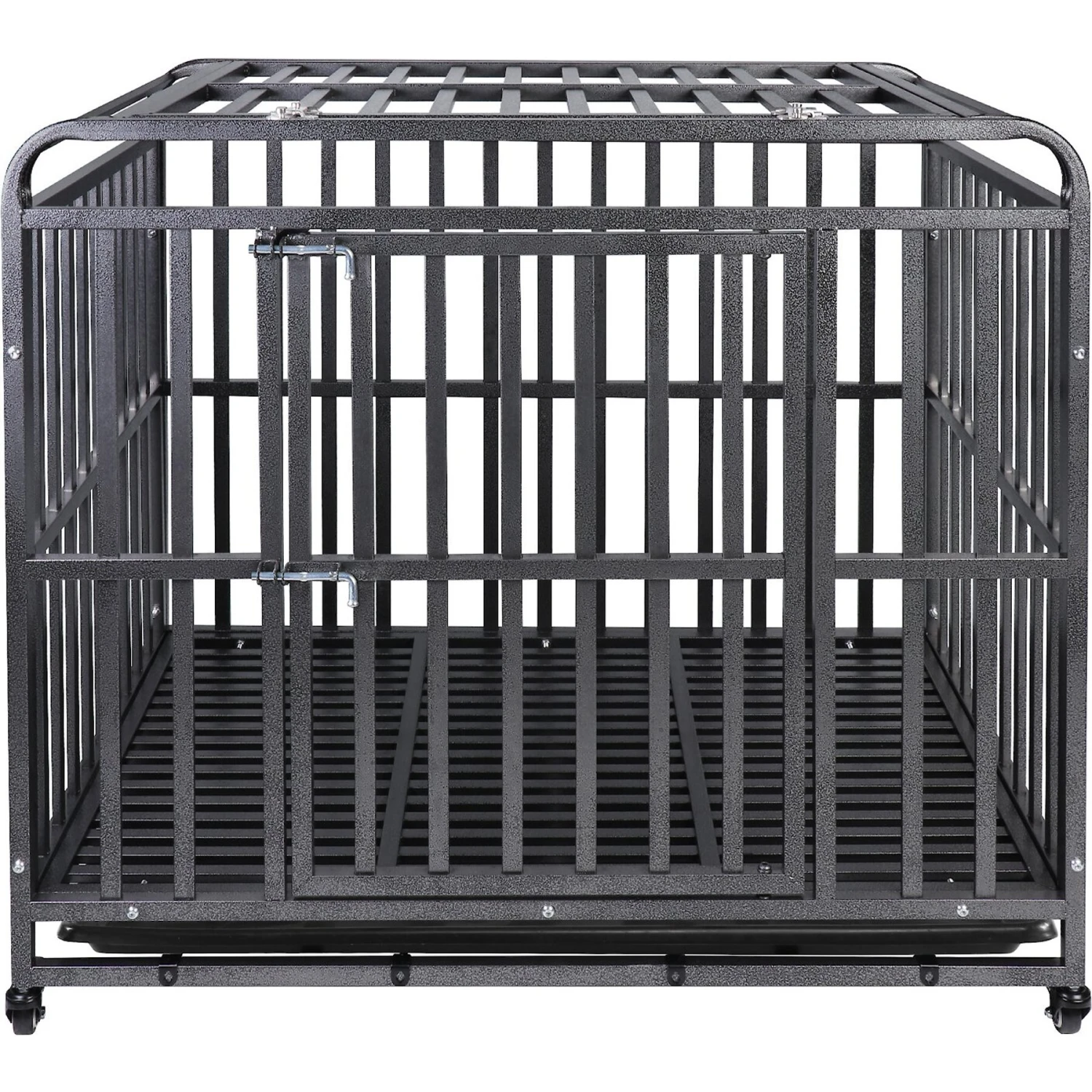 SMONTER Heavy Duty Metal Anxiety Indoor & Outdoor Large Breed Dog Crate, Dark Silver 7 SMONTER Heavy Duty Metal Anxiety Indoor & Outdoor Large Breed Dog Crate, Dark Silver - Image 7