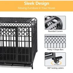 SMONTER Heavy Duty Double Lock Metal Large Breed Dog Crate, Dark Silver -Pup Haven Sales Store 517278 PT3. AC SS1800 V1650388901
