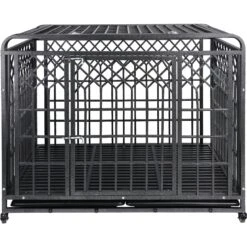 SMONTER Heavy Duty Double Lock Metal Large Breed Dog Crate, Dark Silver -Pup Haven Sales Store 517278 PT5. AC SS1800 V1650393114