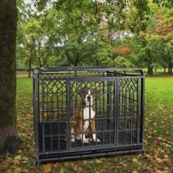 SMONTER Heavy Duty Double Lock Metal Large Breed Dog Crate, Dark Silver -Pup Haven Sales Store 517278 PT6. AC SS1800 V1650396084