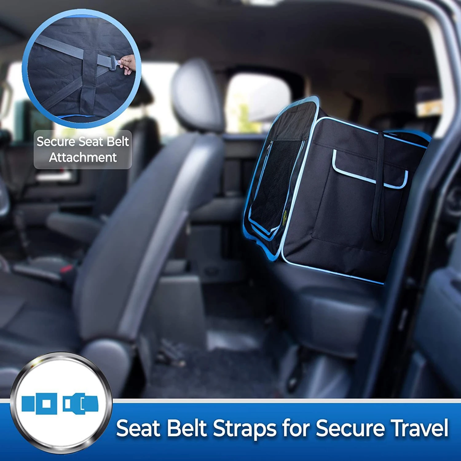 Pet Magasin Foldable Soft Dog Crate, Black & Blue 6 Pet Magasin Foldable Soft Dog Crate, Black & Blue - Image 6