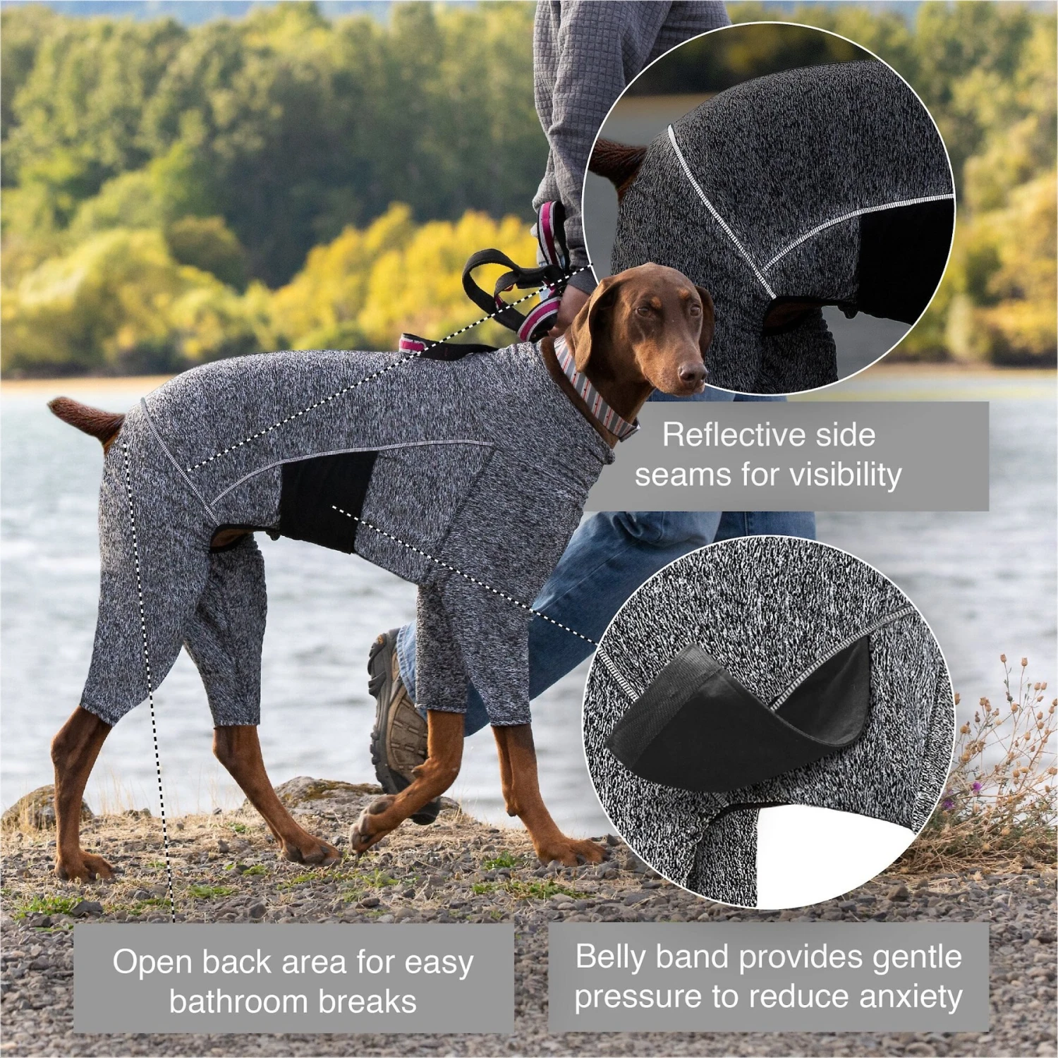 Kurgo Stowe Base Layer Dog Sweater, Heather Black 3 Kurgo Stowe Base Layer Dog Sweater, Heather Black - Image 3