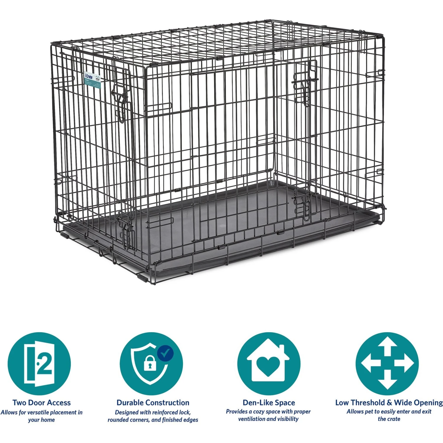 MidWest ICrate Fold & Carry Double Door Collapsible Wire Dog Crate 6 MidWest ICrate Fold & Carry Double Door Collapsible Wire Dog Crate - Image 6