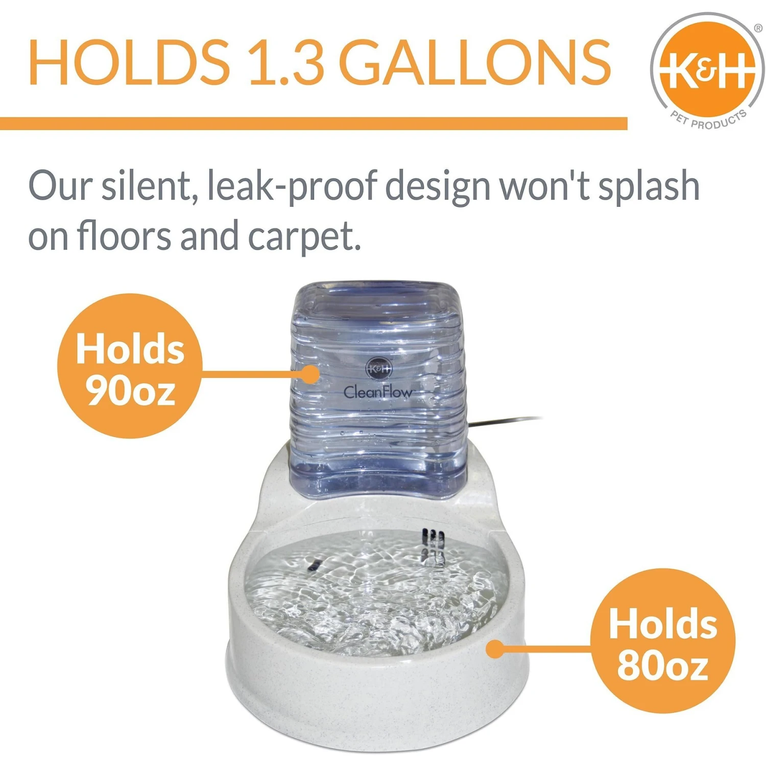 K&H Pet Products CleanFlow Filtered Water Dog Bowl, Small, 80-oz Bowl + 90-oz Reservoir 2 K&H Pet Products CleanFlow Filtered Water Dog Bowl, Small, 80-oz Bowl + 90-oz Reservoir - Image 2