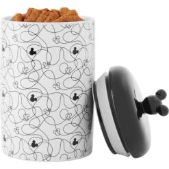 Disney Table Scraps Mickey Mouse Hot Diggity Dog Recipe Upcycled Jerky Dog Treats, 5-oz Bag & Disney Mickey Lines Ceramic Treat Jar -Pup Haven Sales Store 623494 PT8. AC SS1800 V1661896334