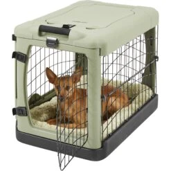 Pet Gear The Other Door Double Door Collapsible Wire Dog Crate & Plush Pad, Sage -Pup Haven Sales Store 64489 PT3. AC SS1800 V1569012194