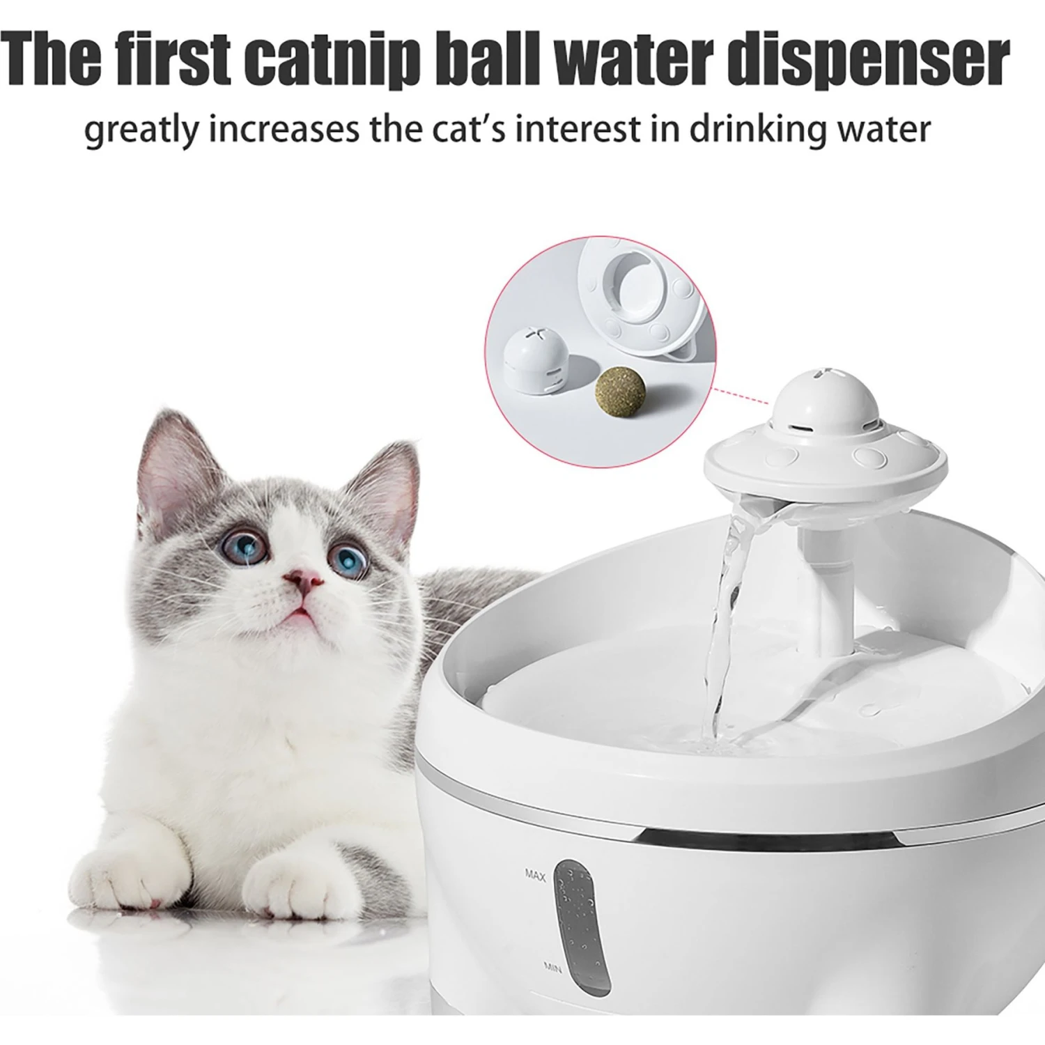 Petdiary Spaceship Ultra-Quiet Dog & Cat Water Fountain, 54.1-oz 2 Petdiary Spaceship Ultra-Quiet Dog & Cat Water Fountain, 54.1-oz - Image 2