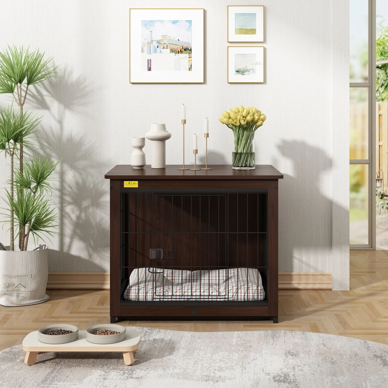 Coziwow Furniture Style Dog Crate With Removable Tray, Walnut 2 Coziwow Furniture Style Dog Crate With Removable Tray, Walnut - Image 2