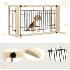 Coziwow 21-in Adjustable Extra Wide Freestanding Dog Gate, Natural Wood -Pup Haven Sales Store 665846 PT8. AC SS1800 V1668457949