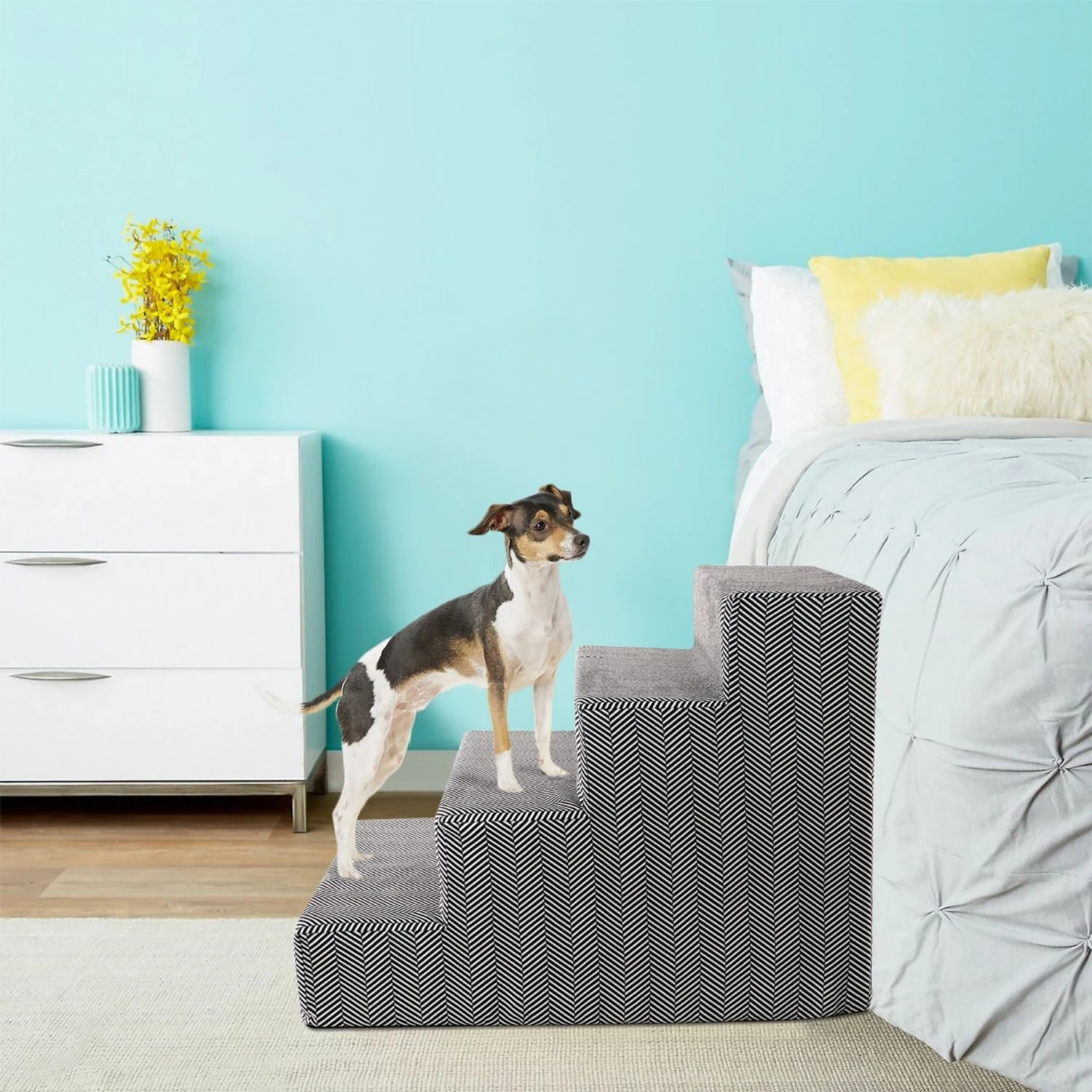 Precious Tails Herringbone High Density Foam 4 Steps Pet Dog & Cat Stair 6 Precious Tails Herringbone High Density Foam 4 Steps Pet Dog & Cat Stair - Image 6