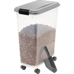 Pup Haven Sales Store 25 IRIS Airtight Cat, Dog & Bird Food Storage Container With Attachable Casters