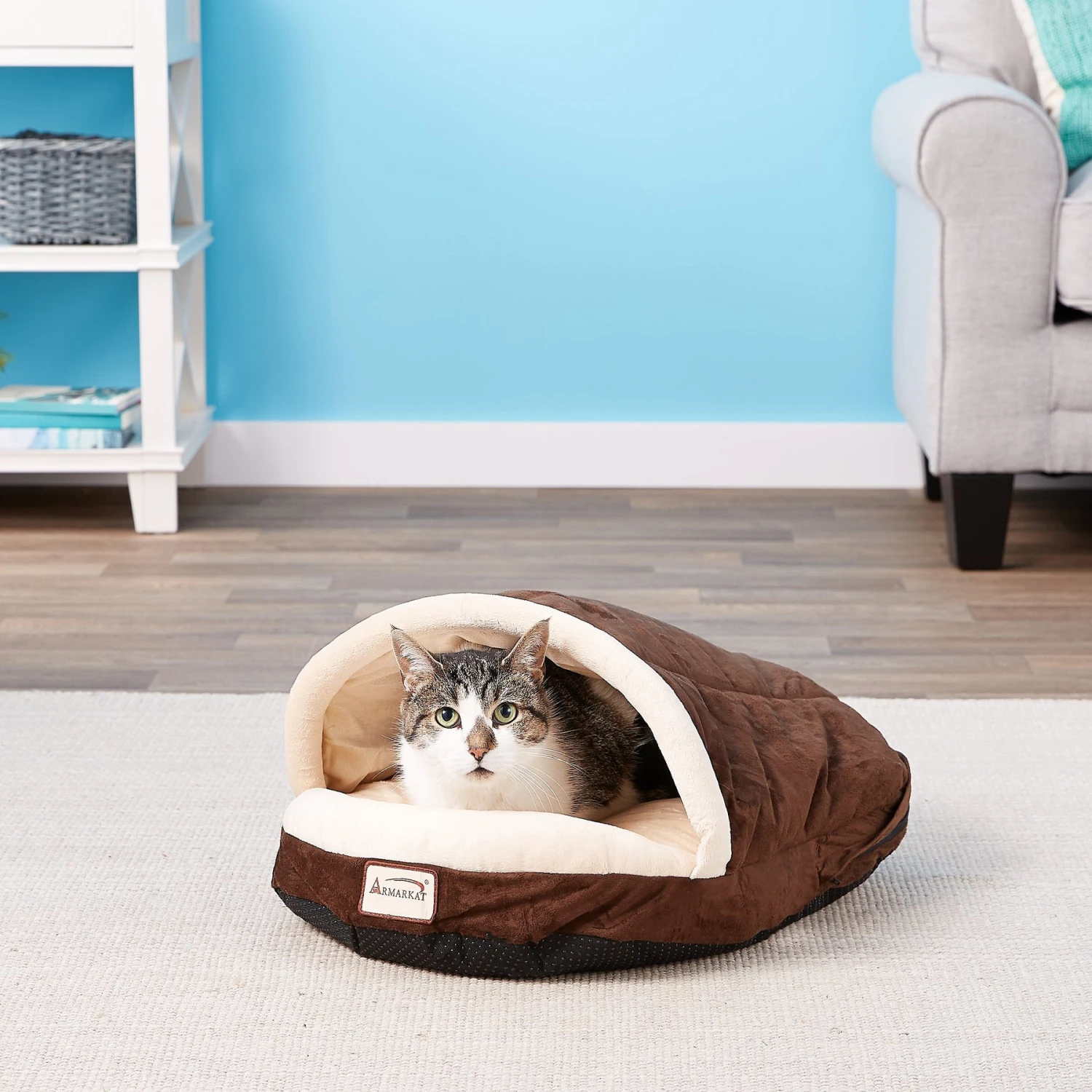 Armarkat Slipper Shape Covered Cat & Dog Bed With Removable Cover 1 Armarkat Slipper Shape Covered Cat & Dog Bed With Removable Cover