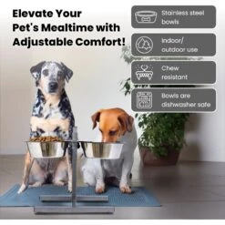 Iconic Pet Adjustable Stainless Steel Elevated Dog Bowl, H Design 11 Iconic Pet Adjustable Stainless Steel Elevated Dog Bowl, H Design -Pup Haven Sales Store 701886 PT2. AC SS1800 V1668110957