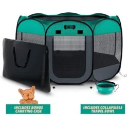 Ruff 'N Ruffus Portable Foldable Cat & Dog Playpen, Carrying Case, & Travel Bowl 11 Ruff 'N Ruffus Portable Foldable Cat & Dog Playpen, Carrying Case, & Travel Bowl -Pup Haven Sales Store 711446 PT3. AC SS1800 V1673627800