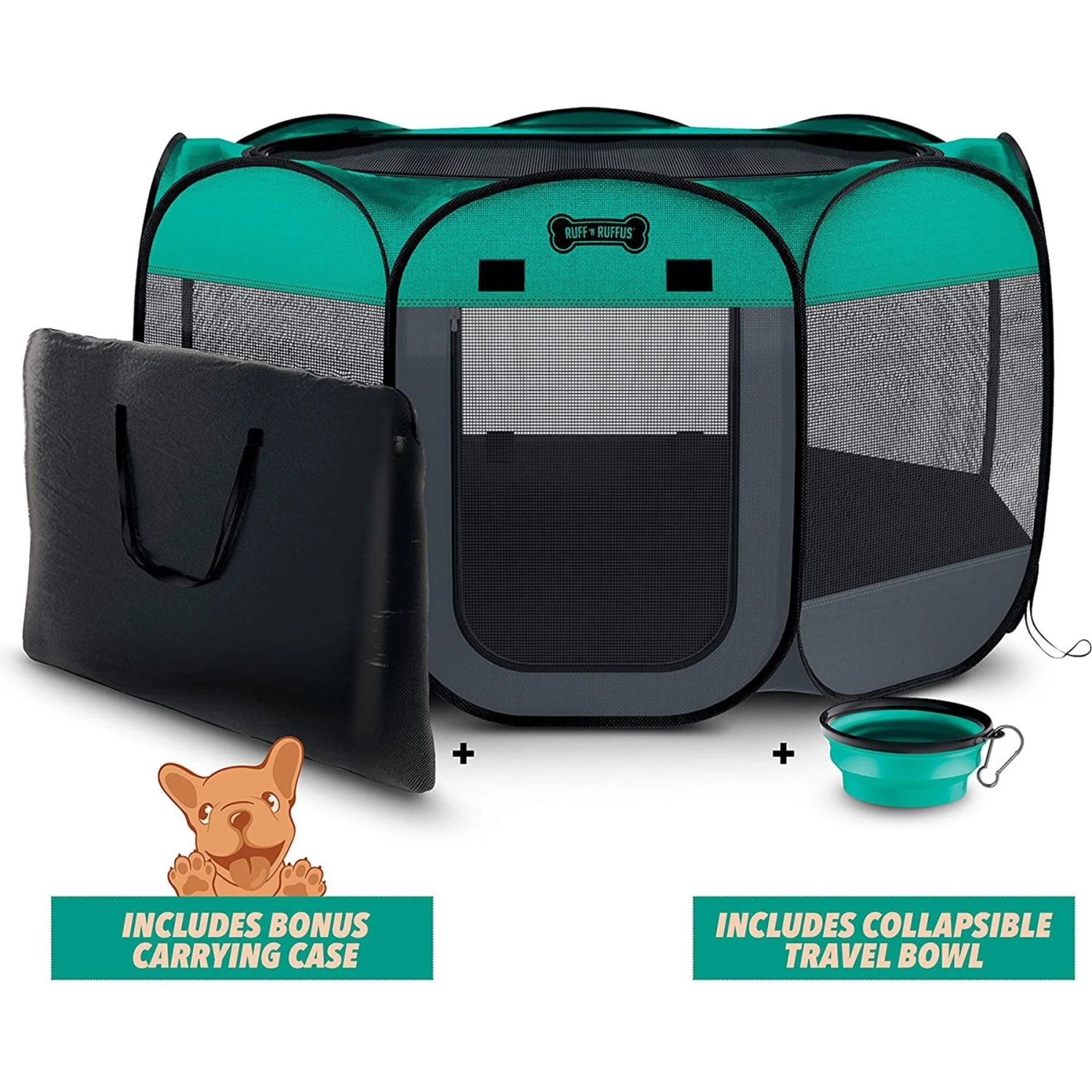 Ruff 'N Ruffus Portable Foldable Cat & Dog Playpen, Carrying Case, & Travel Bowl 4 Ruff 'N Ruffus Portable Foldable Cat & Dog Playpen, Carrying Case, & Travel Bowl - Image 4
