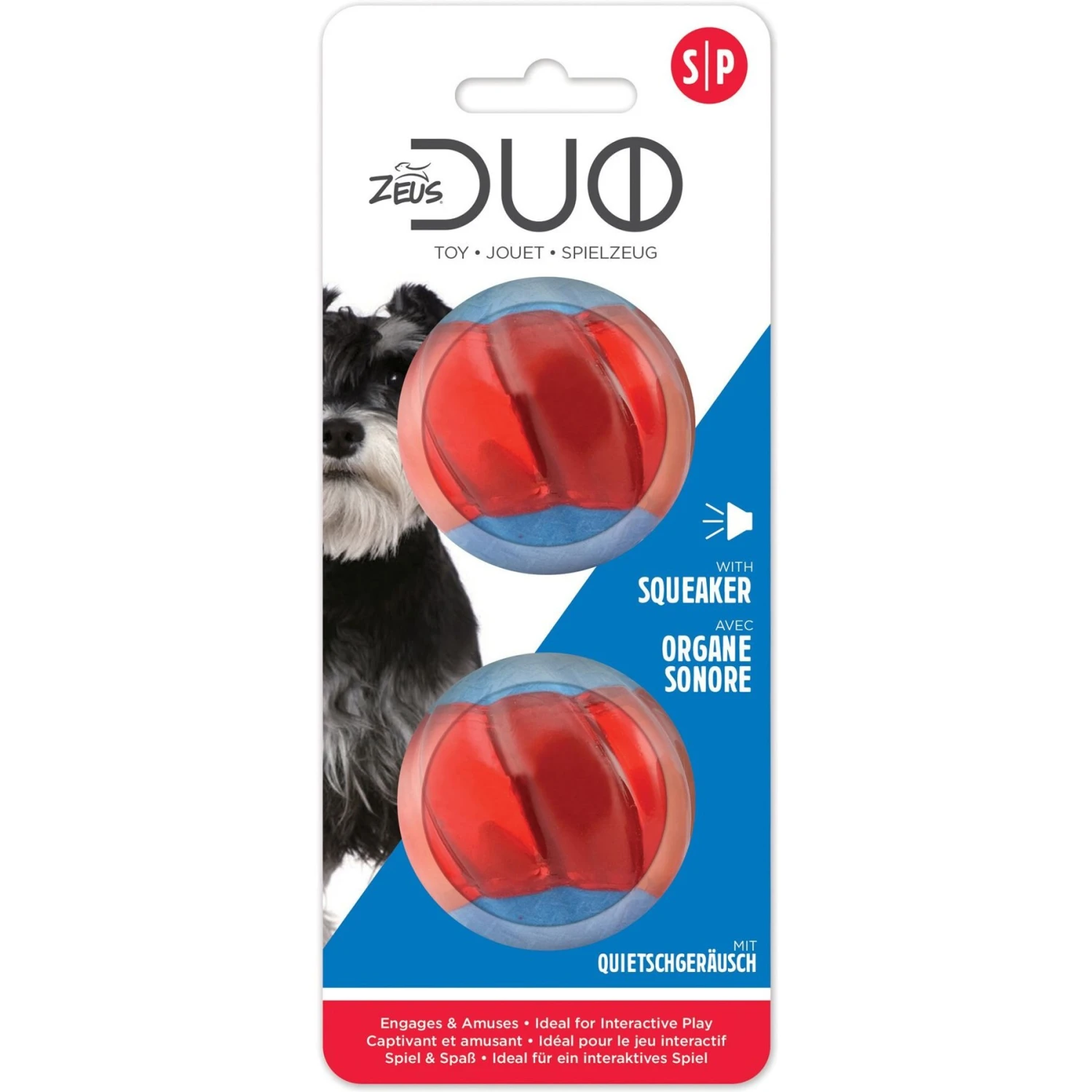 Zeus Duo Ball With Squeaker Dog Toy 1 Zeus Duo Ball With Squeaker Dog Toy
