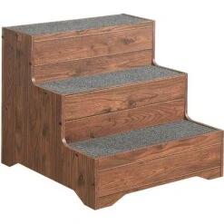 Unipaws Wooden Three-Story Dog Ladder, Walnut -Pup Haven Sales Store 739438 PT2. AC SS1800 V1671222469