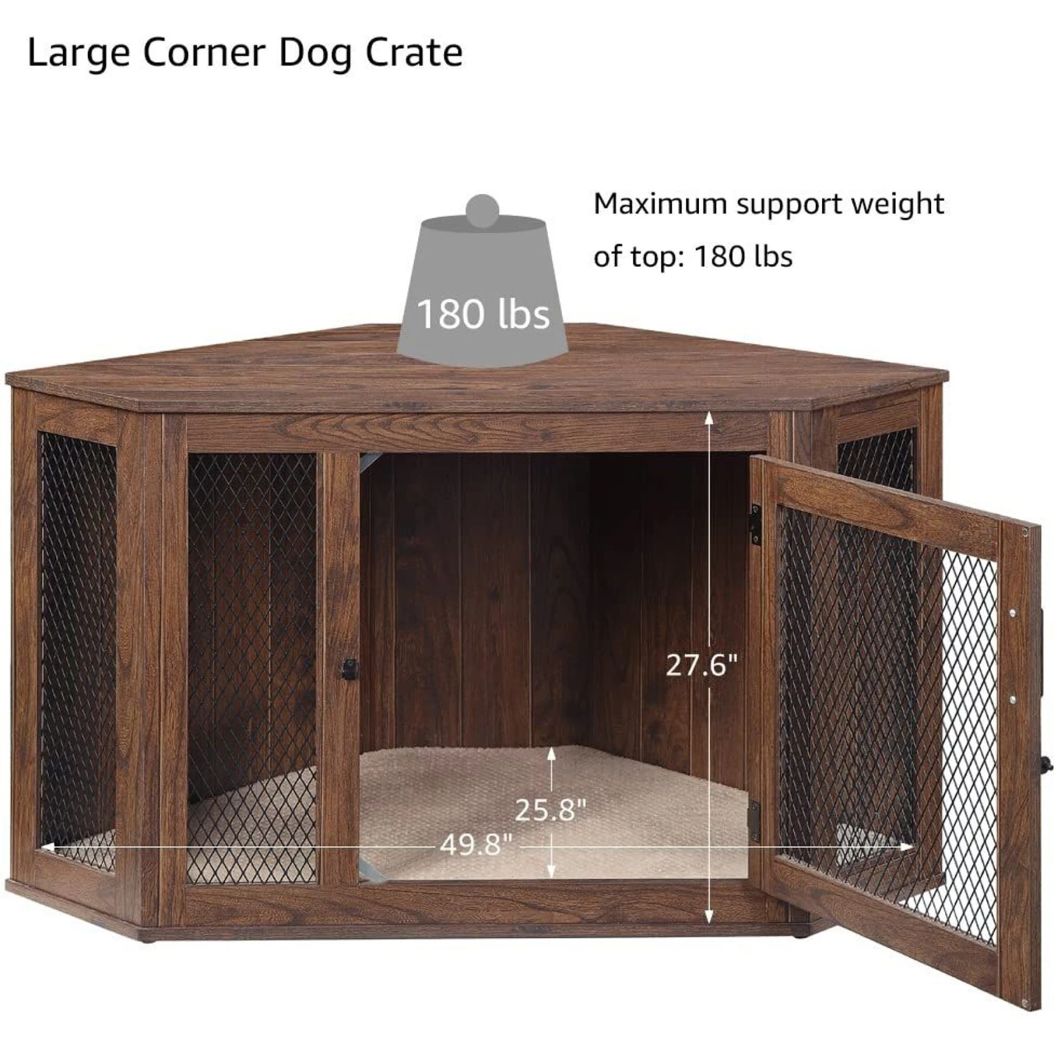 Unipaws Furniture Style Corner Dog Crate 6 Unipaws Furniture Style Corner Dog Crate - Image 6