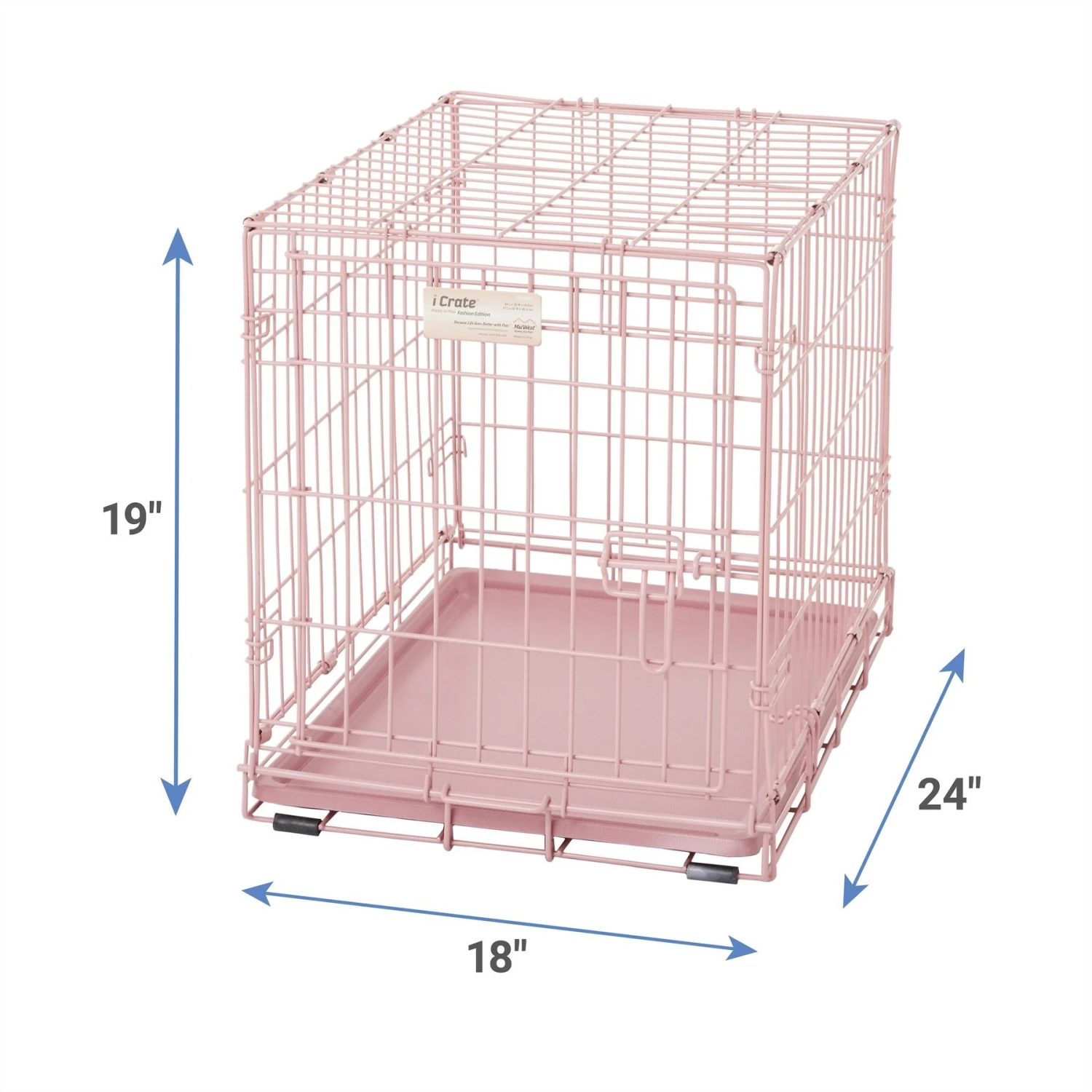 MidWest ICrate Single Door Collapsible Wire Dog Crate, Pink, 24 Inch 3 MidWest ICrate Single Door Collapsible Wire Dog Crate, Pink, 24 Inch - Image 3
