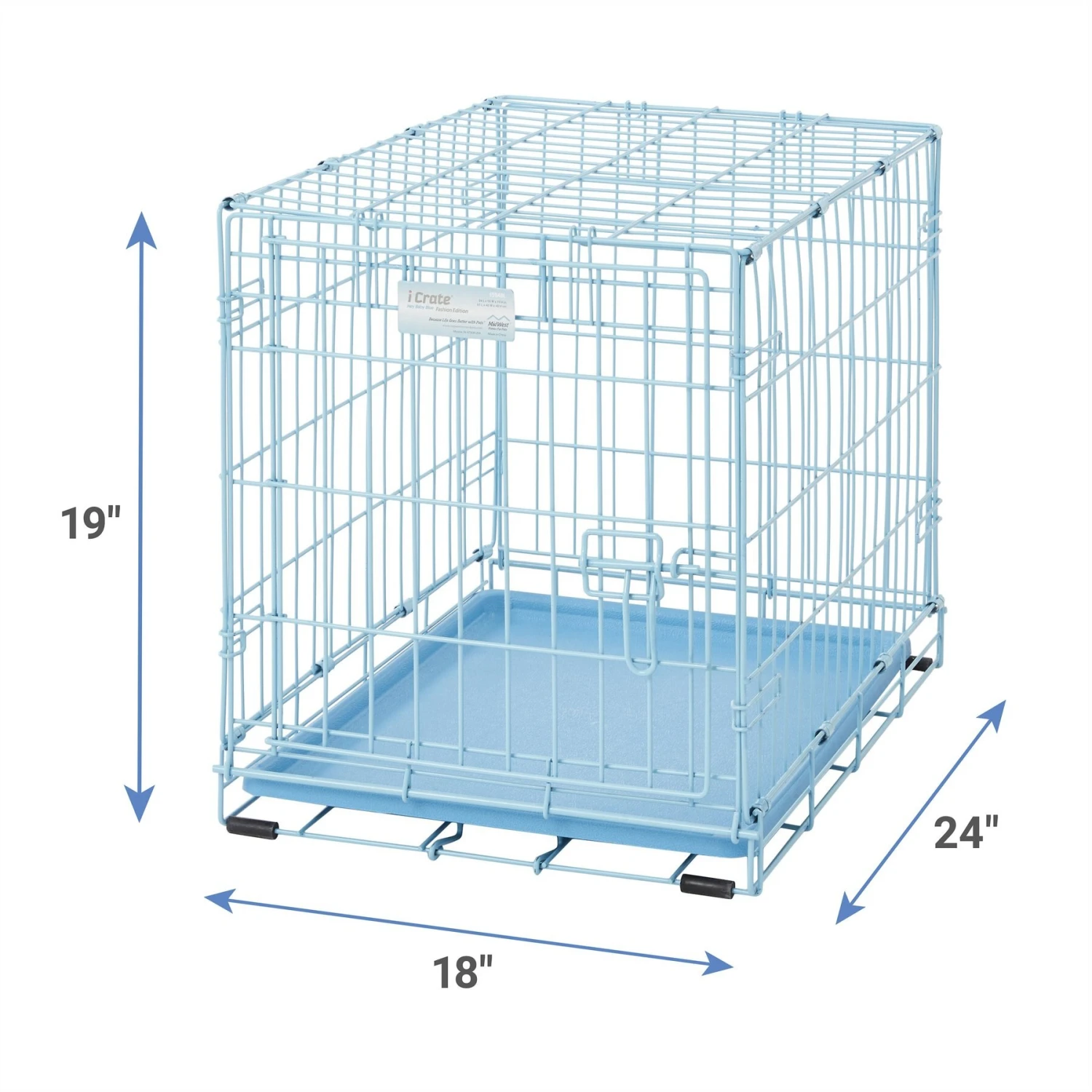 MidWest ICrate Single Door Collapsible Wire Dog Crate, Blue 3 MidWest ICrate Single Door Collapsible Wire Dog Crate, Blue - Image 3